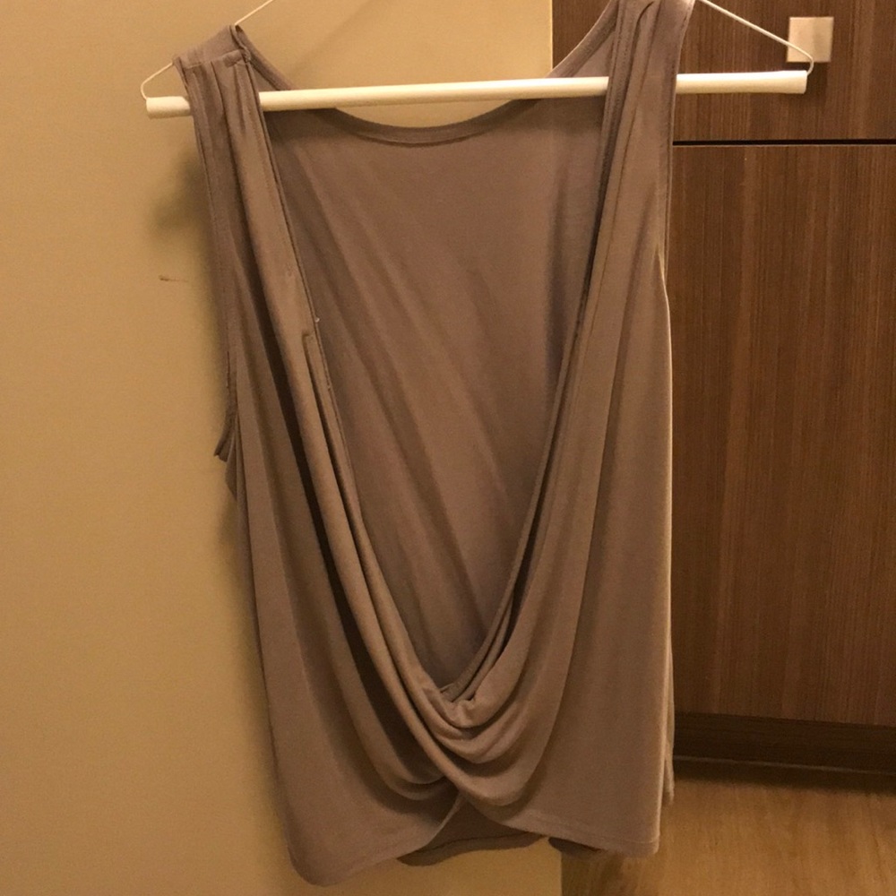 Taupe open back top